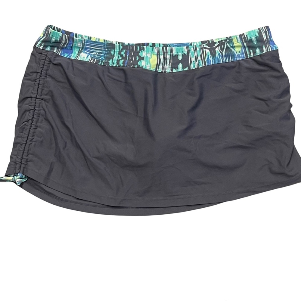 NWOT FREE COUNTRY Gray Brief Lined Swim Skirt Bottoms Size XL (16)